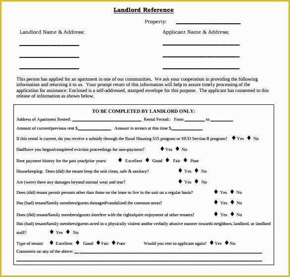 Free Landlord Templates Of 10 Landlord Reference Templates to Free Download