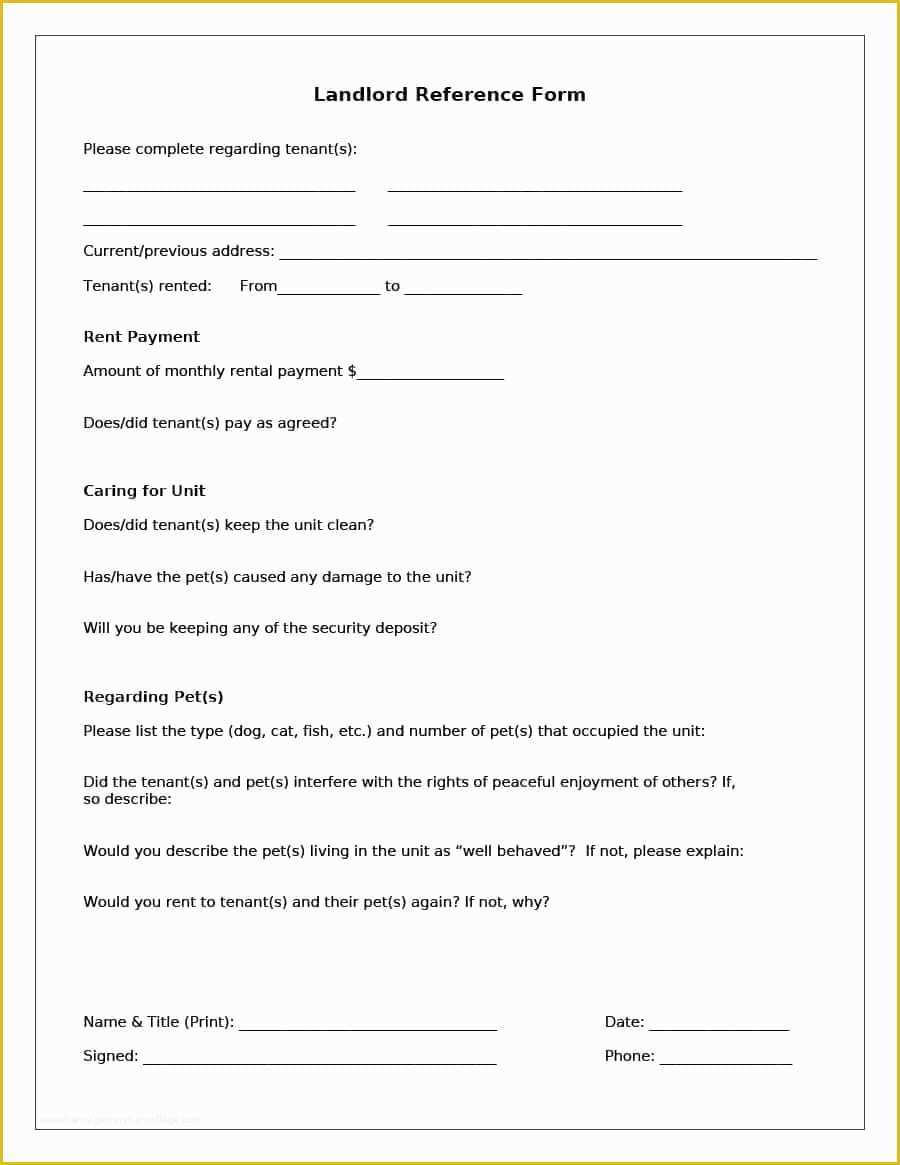 Free Landlord Templates Of 40 Landlord Reference Letters & form Samples Template Lab