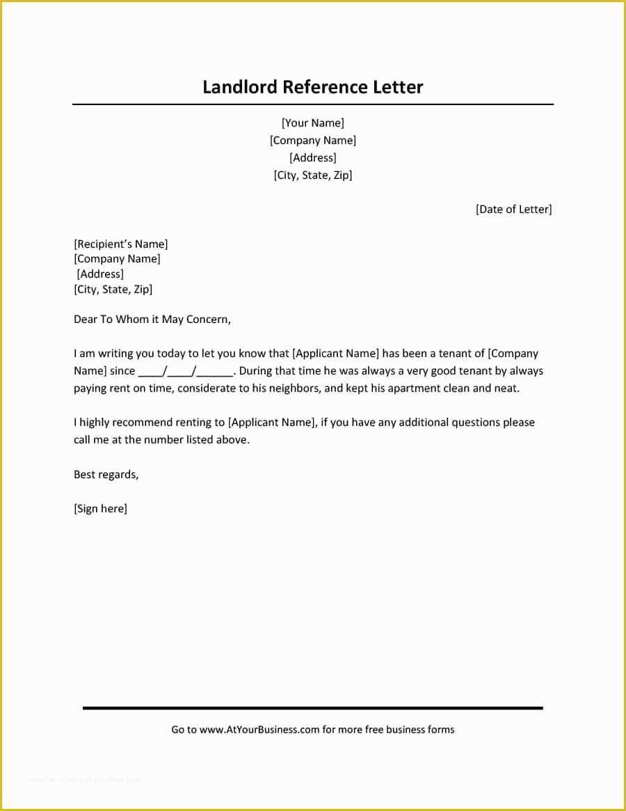 Free Landlord Templates Of 40 Landlord Reference Letters & form Samples Template Lab