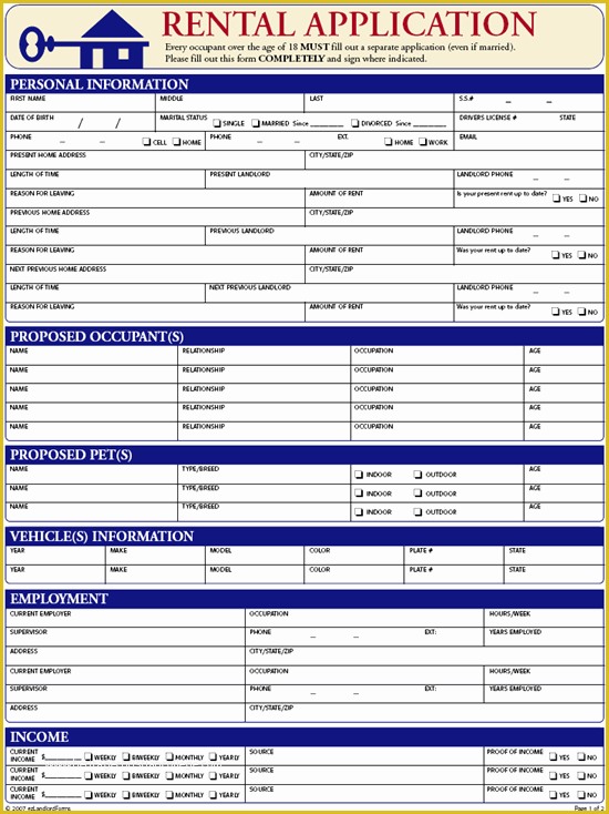 Free Landlord Templates Of Free Rental & Lease Application forms