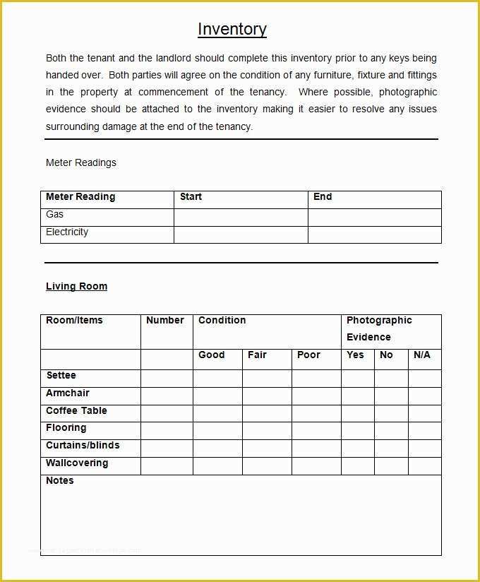 Free Landlord Templates Of Landlord Inventory Template 8 Free Word Documents