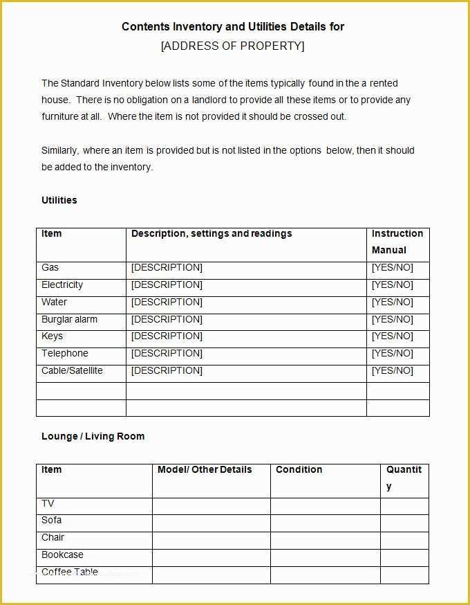 Free Landlord Templates Of Landlord Inventory Template 8 Free Word Documents