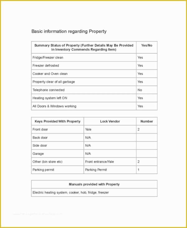 Free Landlord Templates Of Landlord Inventory Template 8 Free Word Documents