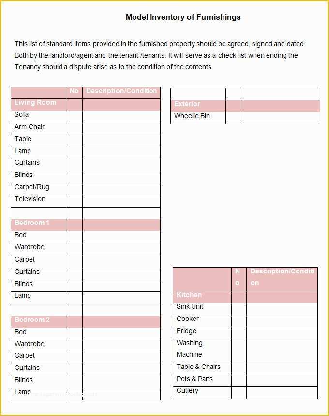 Free Landlord Templates Of Landlord Inventory Template 8 Free Word Documents