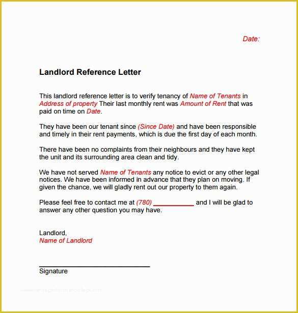 Free Landlord Templates Of Landlord Reference Letter Template 10 Samples