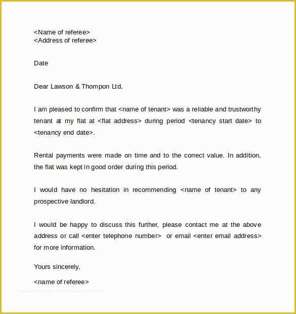 Free Landlord Templates Of Landlord Reference Letter Template 10 Samples