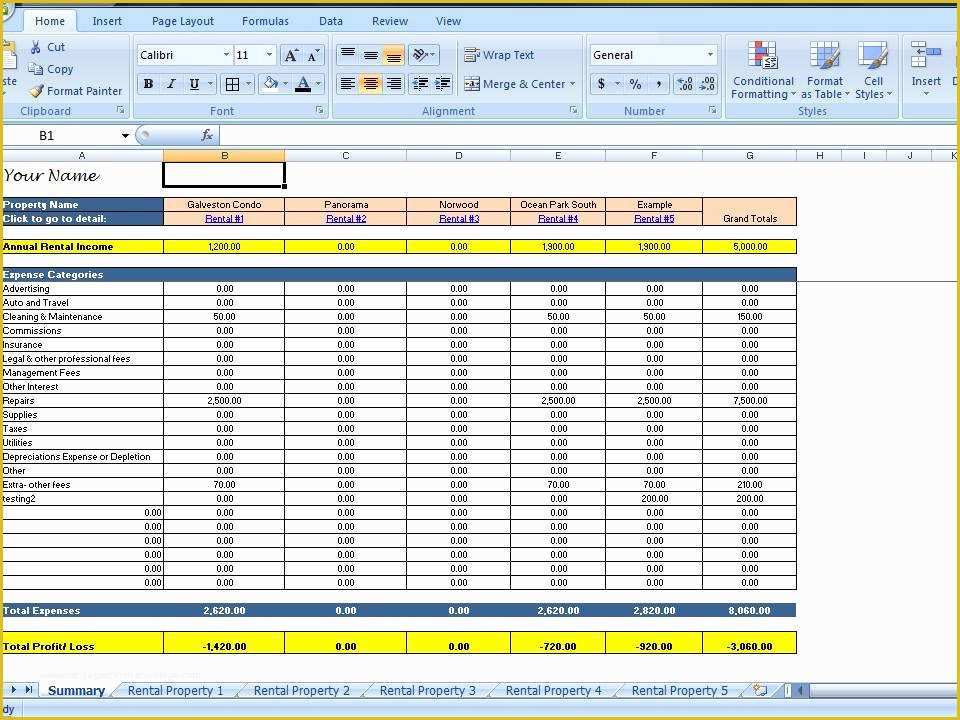Free Landlord Templates Of Landlord Rental In E and Expenses Tracking Spreadsheet