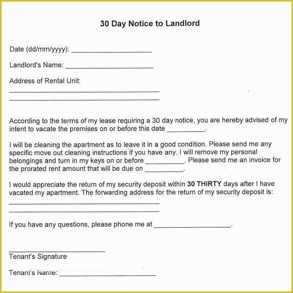 Free Landlord Templates Of Sample 30 Day Notice Template 10 Free Documents In Pdf
