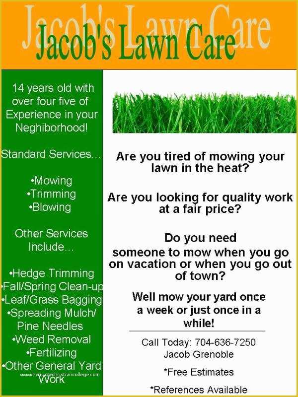 Free Landscaping Flyer Templates Of My Lawn Care Flyer What Do You Think