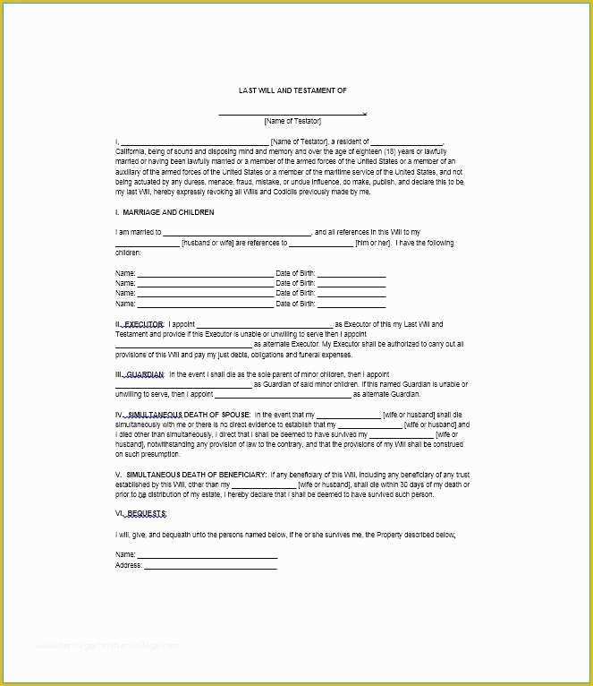 Free Last Will and Testament Template Microsoft Word Of Awesome Free Last Will and Testament Template