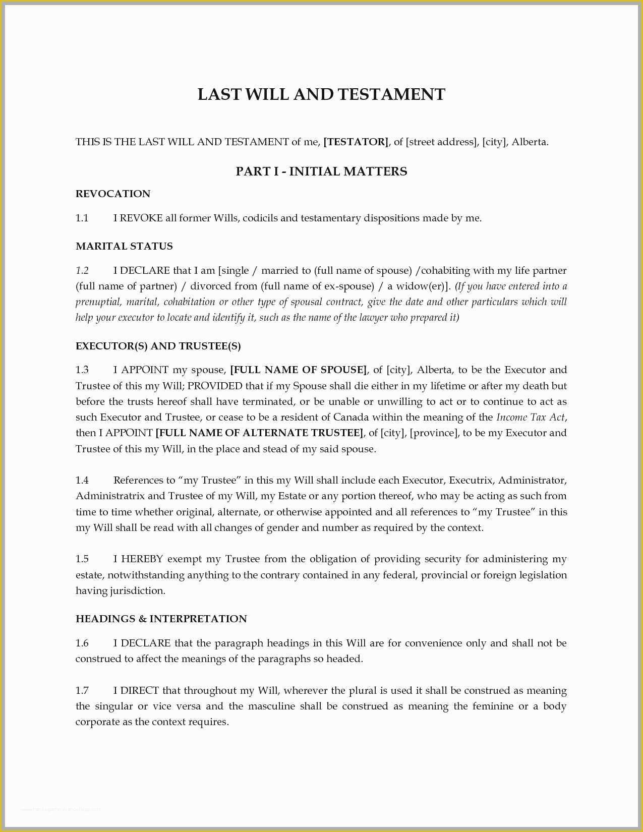 Free Last Will and Testament Template Microsoft Word Of Free Last Will and Testament Template Microsoft Word