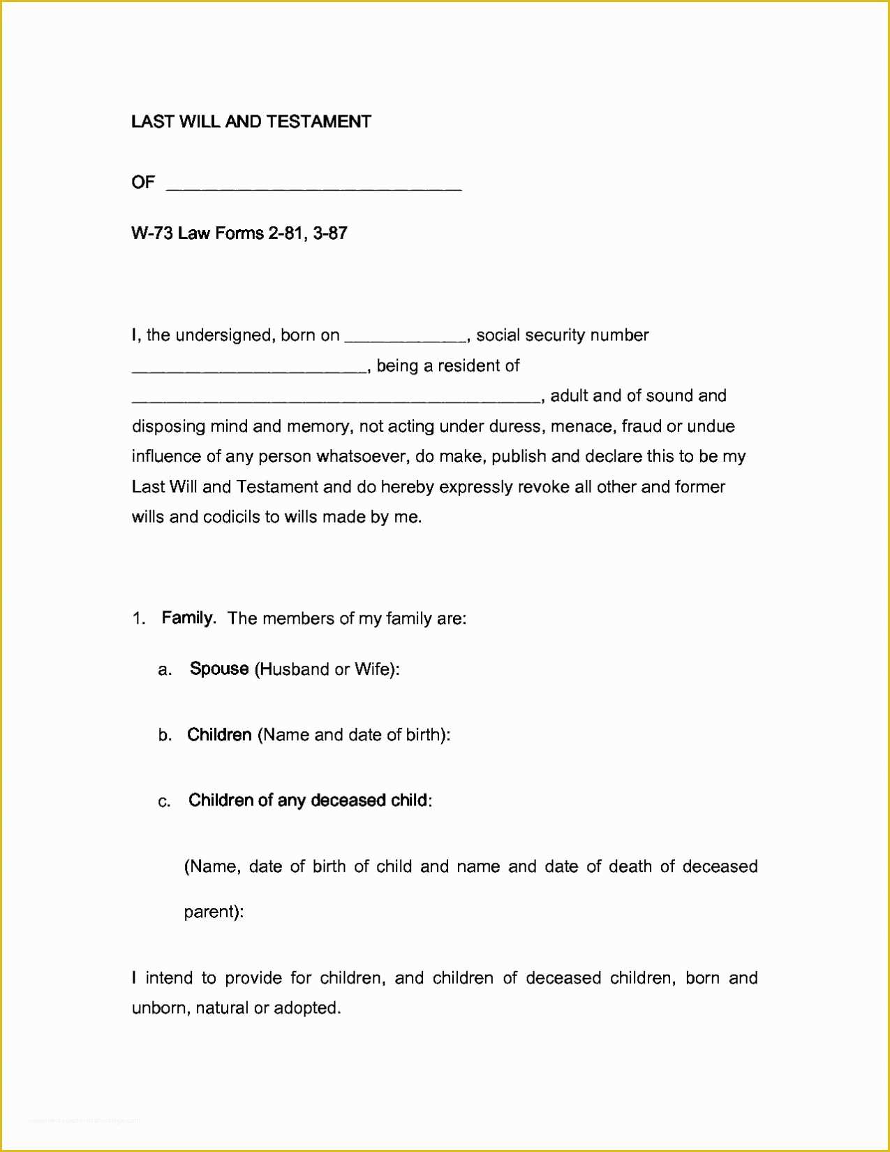 Free Last Will and Testament Template Microsoft Word Of Last Will and Testament Template