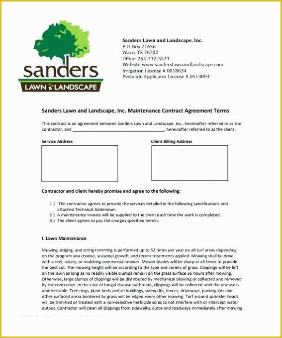 Free Lawn Care Templates Of Lawn Maintenance Contract Template – Psychicnights