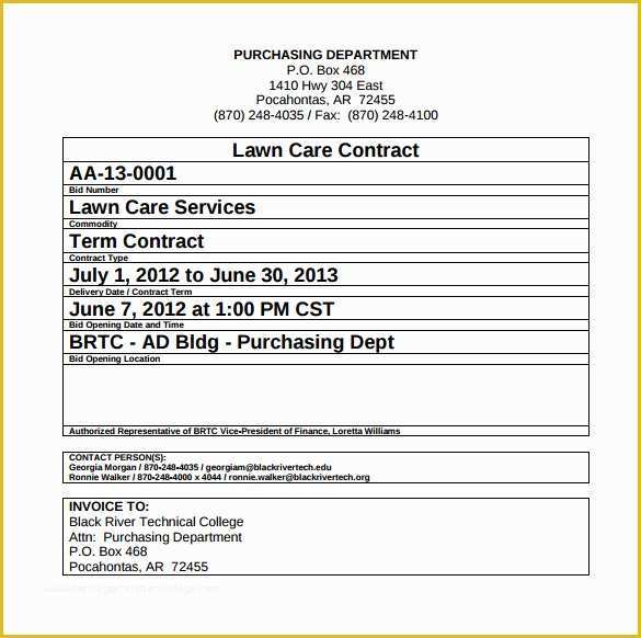Free Lawn Care Templates Of Lawn Service Contract Template 10 Download Documents In