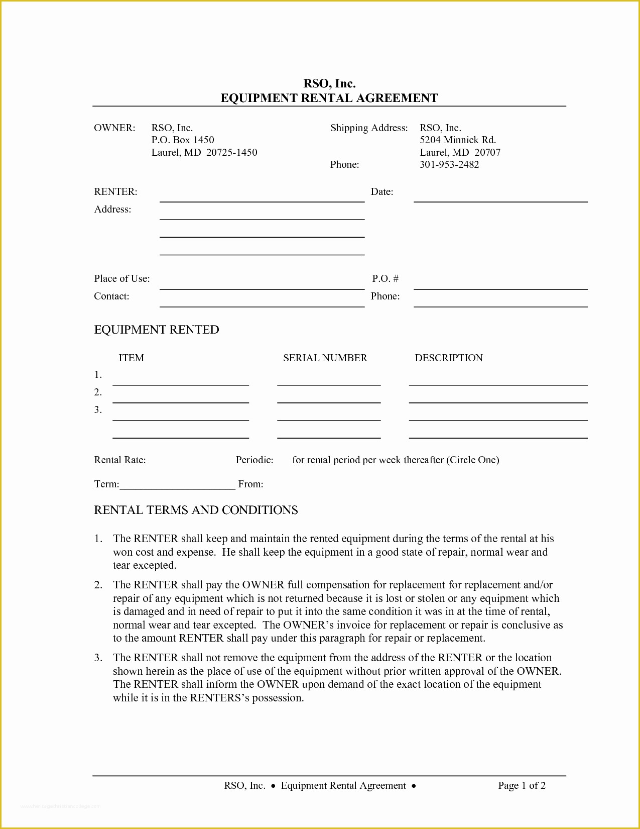 Free Lease Agreement form Template Of 10 Best Of Equipment Rental Agreement Template Free