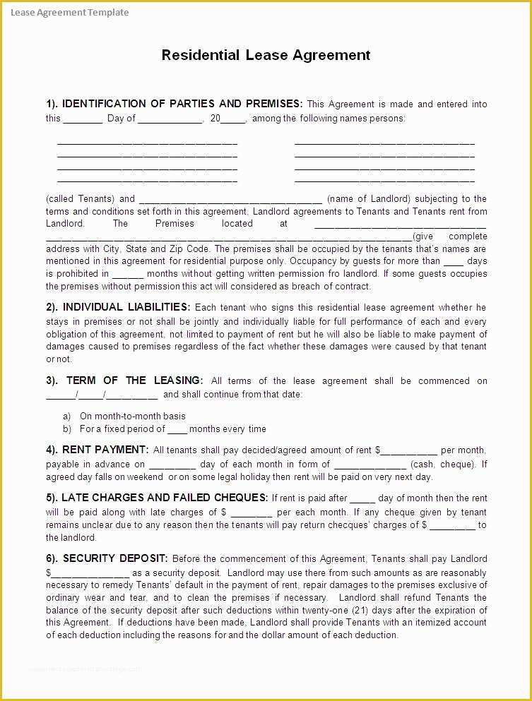 Free Lease Agreement form Template Of 5 Free Lease Agreement Templates Excel Pdf formats
