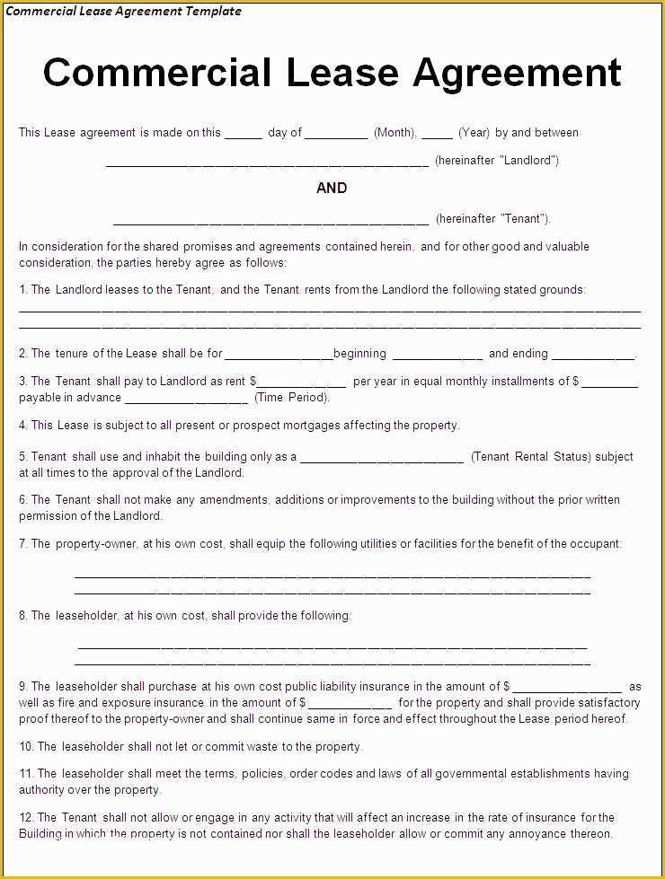Free Lease Agreement Template Word Of 13 Mercial Lease Agreement Templates Excel Pdf formats