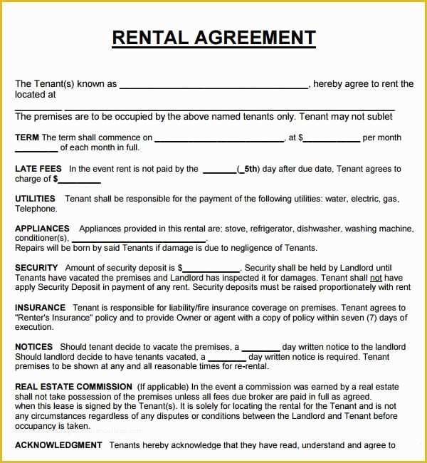 Free Lease Agreement Template Word Of 20 Rental Agreement Templates Word Excel Pdf formats