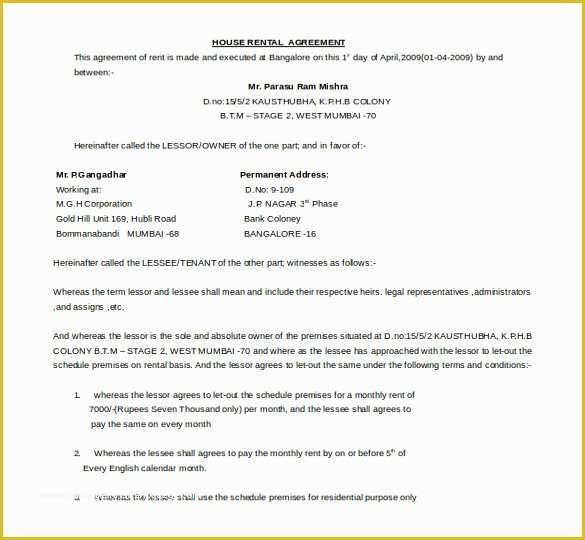 Free Lease Agreement Template Word Of 21 Word Rental Agreement Templates Free Download