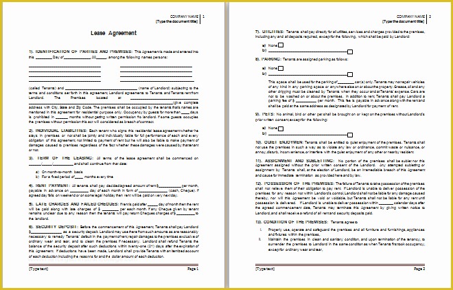 Free Lease Agreement Template Word Of Ms Word Lease Agreement Template