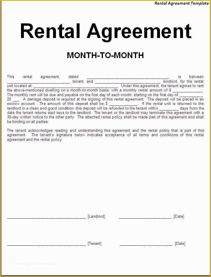 Free Lease Agreement Template Word Of Printable Sample Simple Room Rental Agreement form
