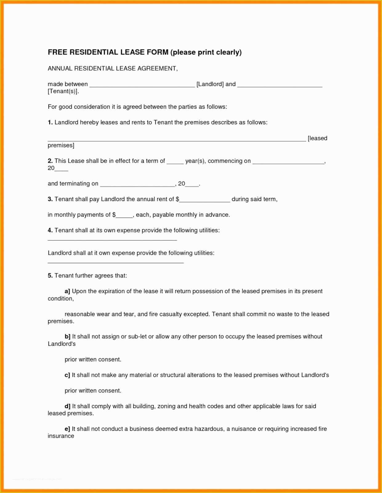 Free Lease Agreement Template Word Of Tenancy Agreement Templates In Word format Excel Template