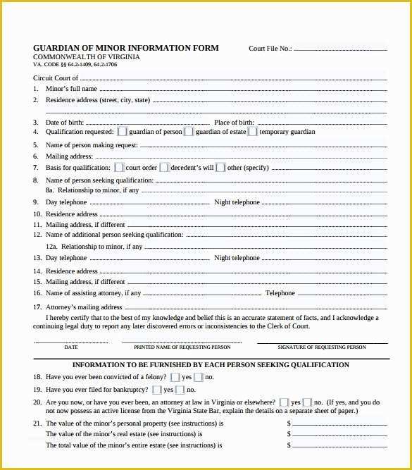 Free Legal Documents Templates Of 8 Legal Guardianship form Templates to Download for Free