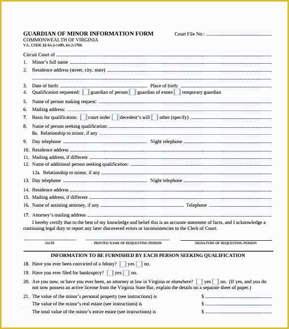 Free Legal Documents Templates Of 8 Legal Guardianship form Templates to Download for Free