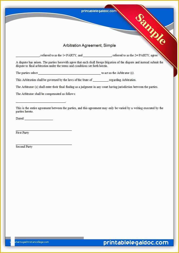 Free Legal Documents Templates Of Free Printable Arbitration Agreement Simple Legal forms