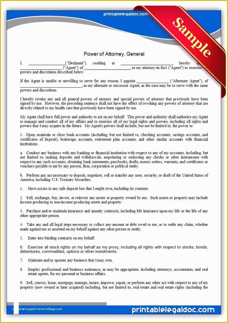 Free Legal Documents Templates Of Free Printable Power attorney General Legal forms