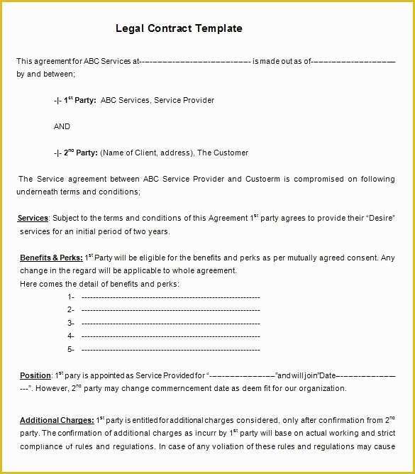Free Legal Documents Templates Of Legal Contract Template
