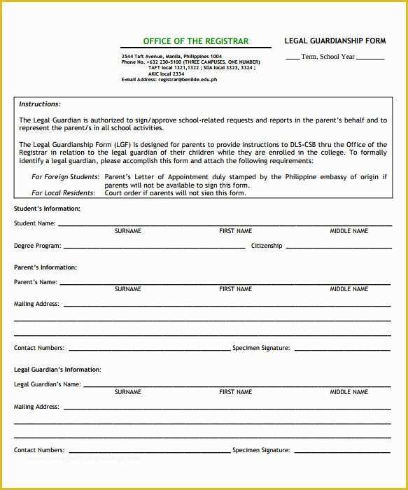 Free Legal Documents Templates Of Legal Guardianship form 7 Download Documents In Pdf Word