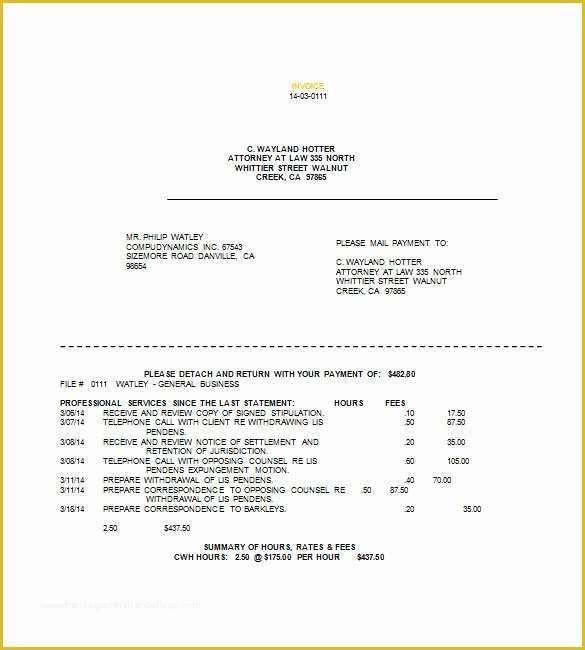 Free Legal Invoice Template Of 7 Legal Invoice Templates Doc Pdf