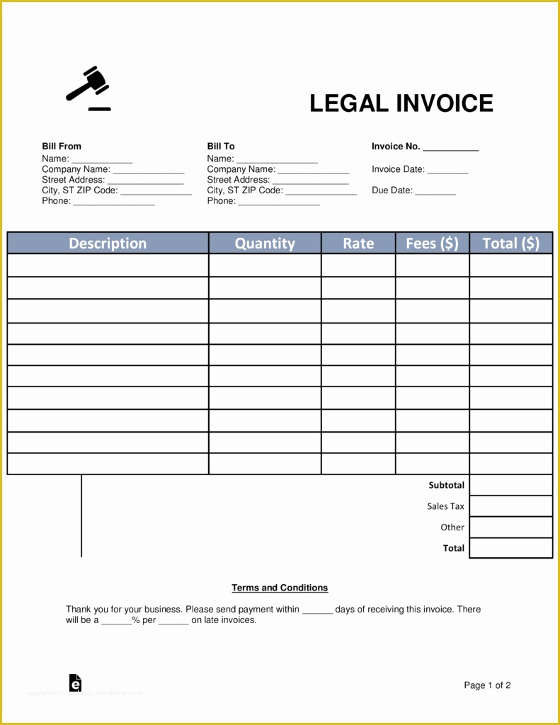 Free Legal Invoice Template Of Free Lawyer attorney Legal Invoice Template Word