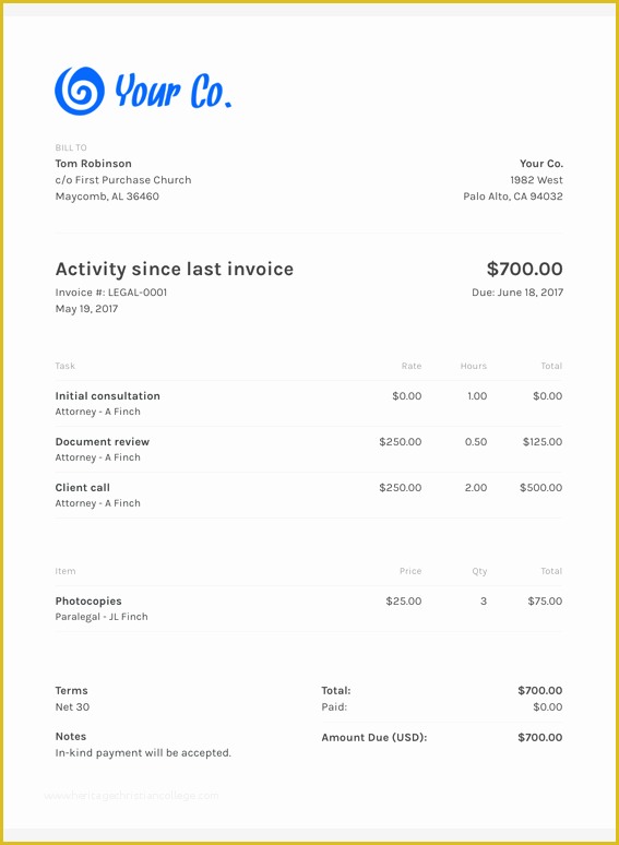 Free Legal Invoice Template Of Free Legal Invoice Templates