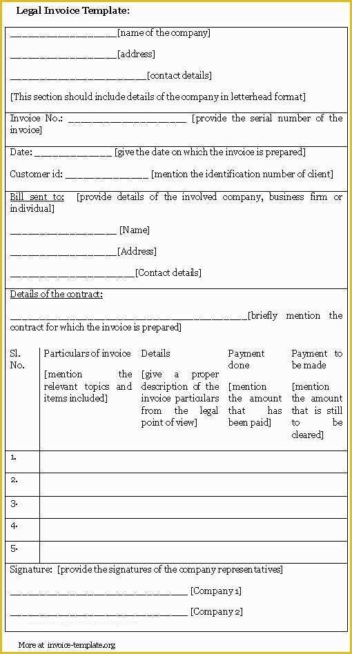 Free Legal Invoice Template Of Legal Invoice Template