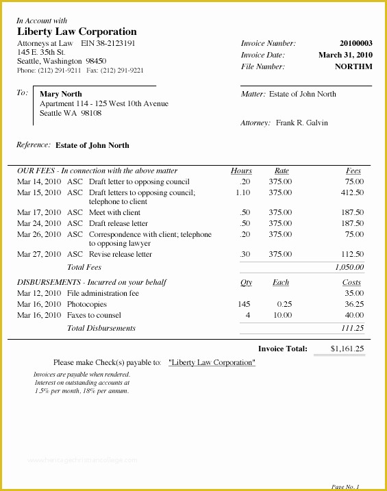 Free Legal Invoice Template Of Legal Invoice Template