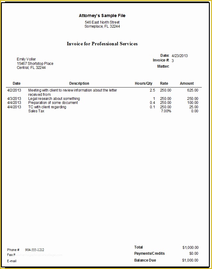 Free Legal Invoice Template Of Legal Invoice Template Word