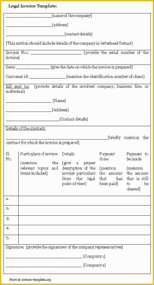 Free Legal Invoice Template Of Legal Invoice Templates Doc Free Premium Services Template