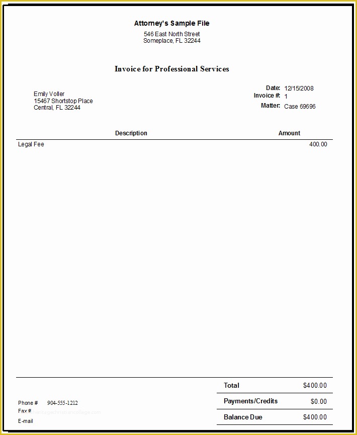 Free Legal Invoice Template Of Quickbooks Invoice Templates