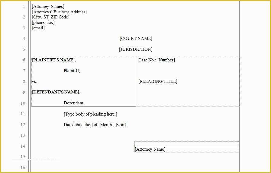 Free Legal Pleading Paper Template for Word Of Court Document Templates Free Templates Resume