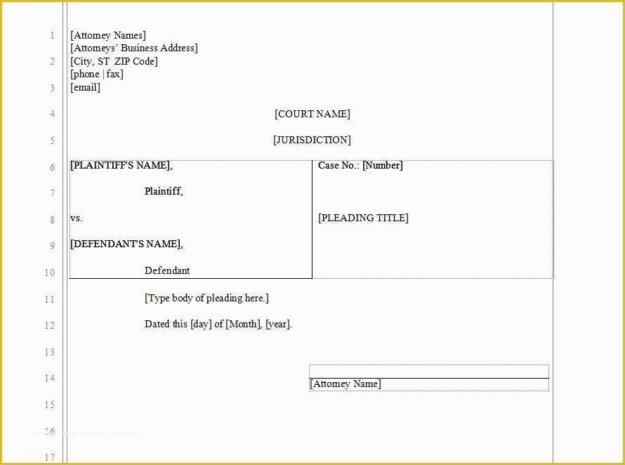 Free Legal Pleading Paper Template for Word Of Legal Pleading Paper Template Free Templates Resume