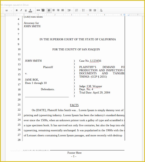 Free Legal Pleading Paper Template for Word Of Pleading Paper Template