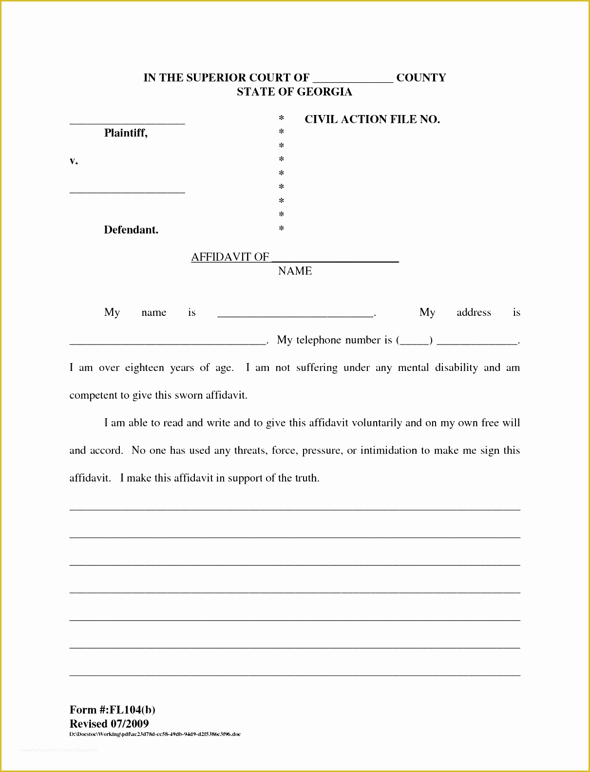 Free Legal Templates Microsoft Word Of 6 Affidavit form Template In Word Sampletemplatess