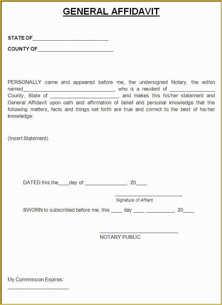 Free Legal Templates Microsoft Word Of Nice General Affidavit form Template Example with E