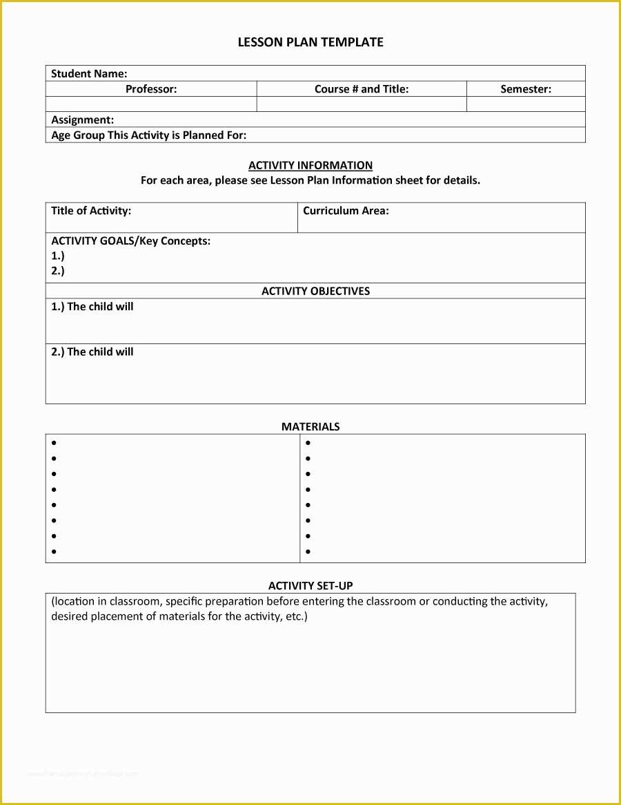 Free Lesson Plan Templates Of 44 Free Lesson Plan Templates [ Mon Core Preschool Weekly]