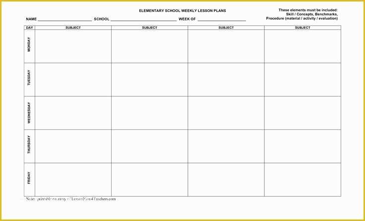 Free Lesson Plan Templates Of Free Printable Blank Lesson Plan Template
