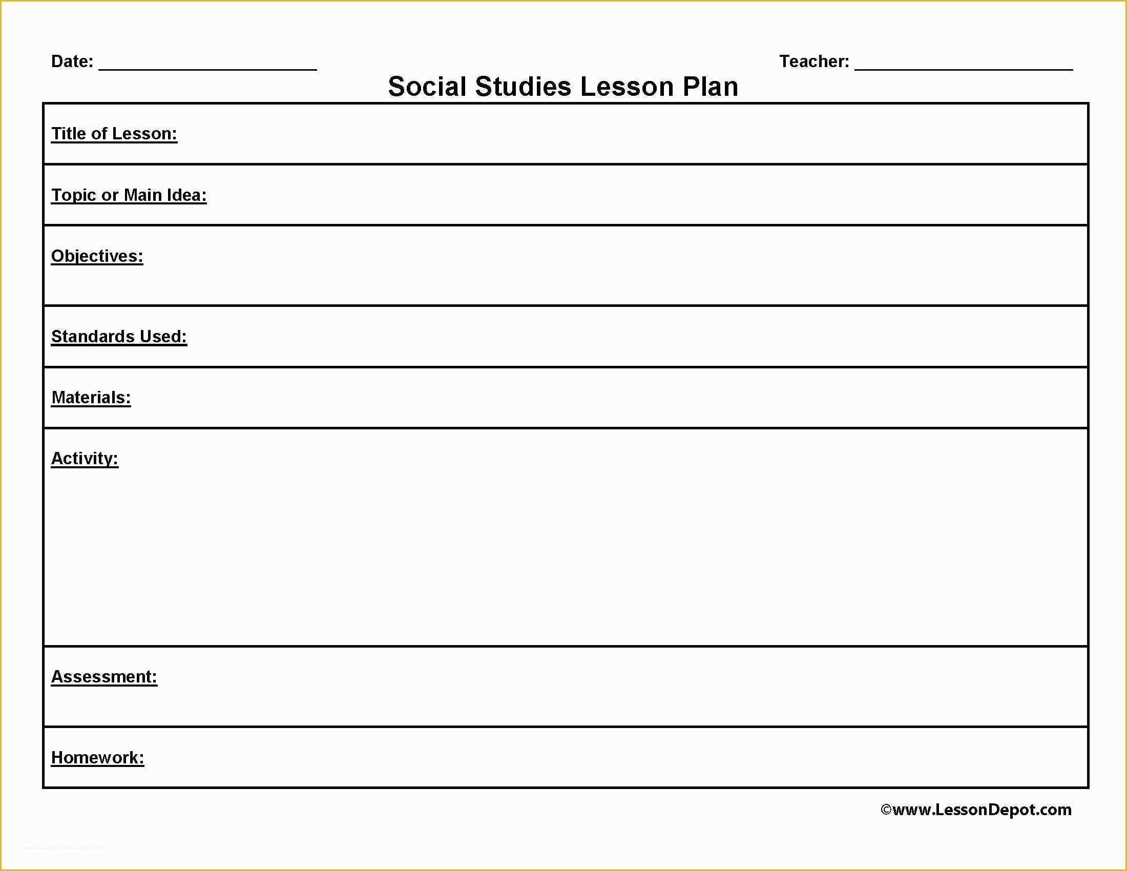 Free Lesson Plan Templates Of Printable Blank Lesson Plans form