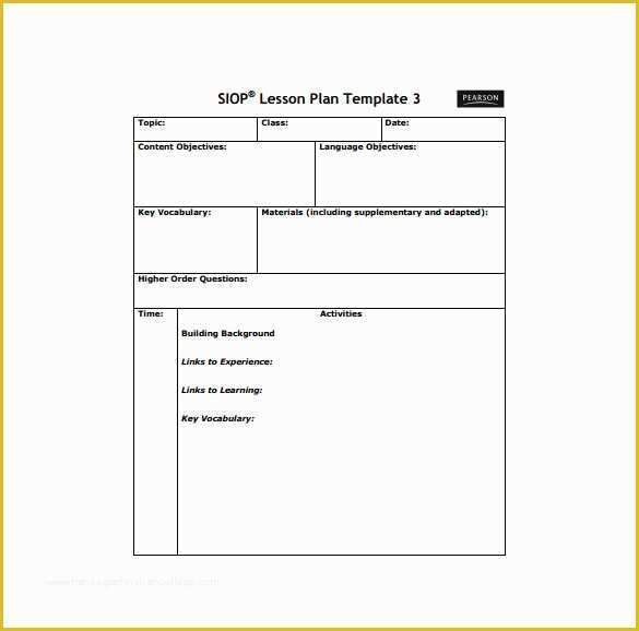 Free Lesson Plan Templates Of Siop Lesson Plan Template 9 Free Psd Word format