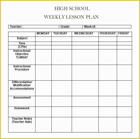 Free Lesson Plan Templates Of Weekly Lesson Plan 8 Free Download for Word Excel Pdf